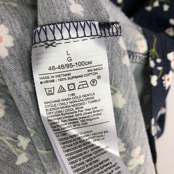 Banana Republic Navy Blue Floral Print Tee Top - Picture 4 of 5